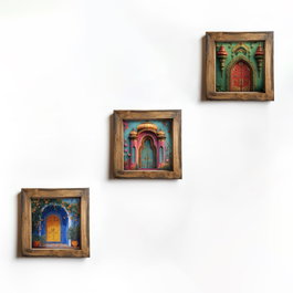 Wallity UKZM072 Conjunto de 3 Pinturas Decorativas en MDF con Marco Multicolor